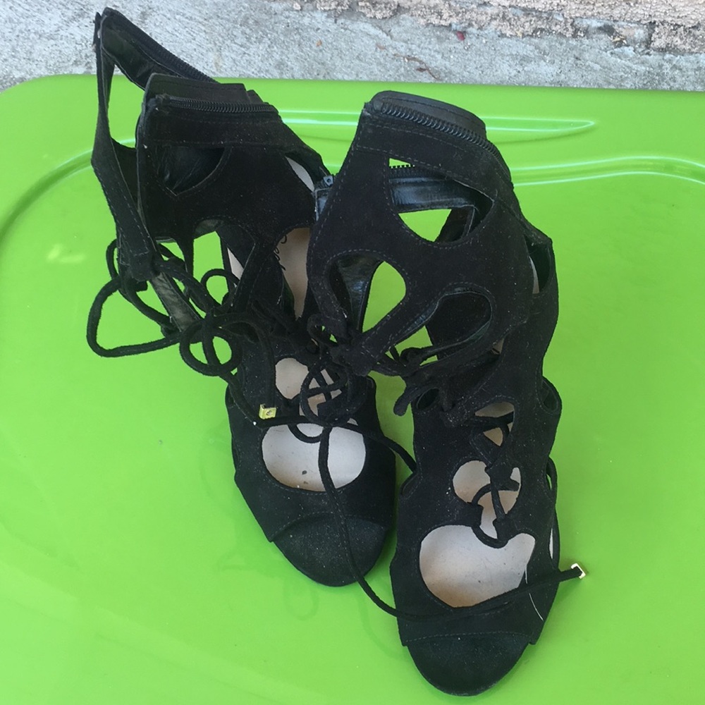 Black lace up heels